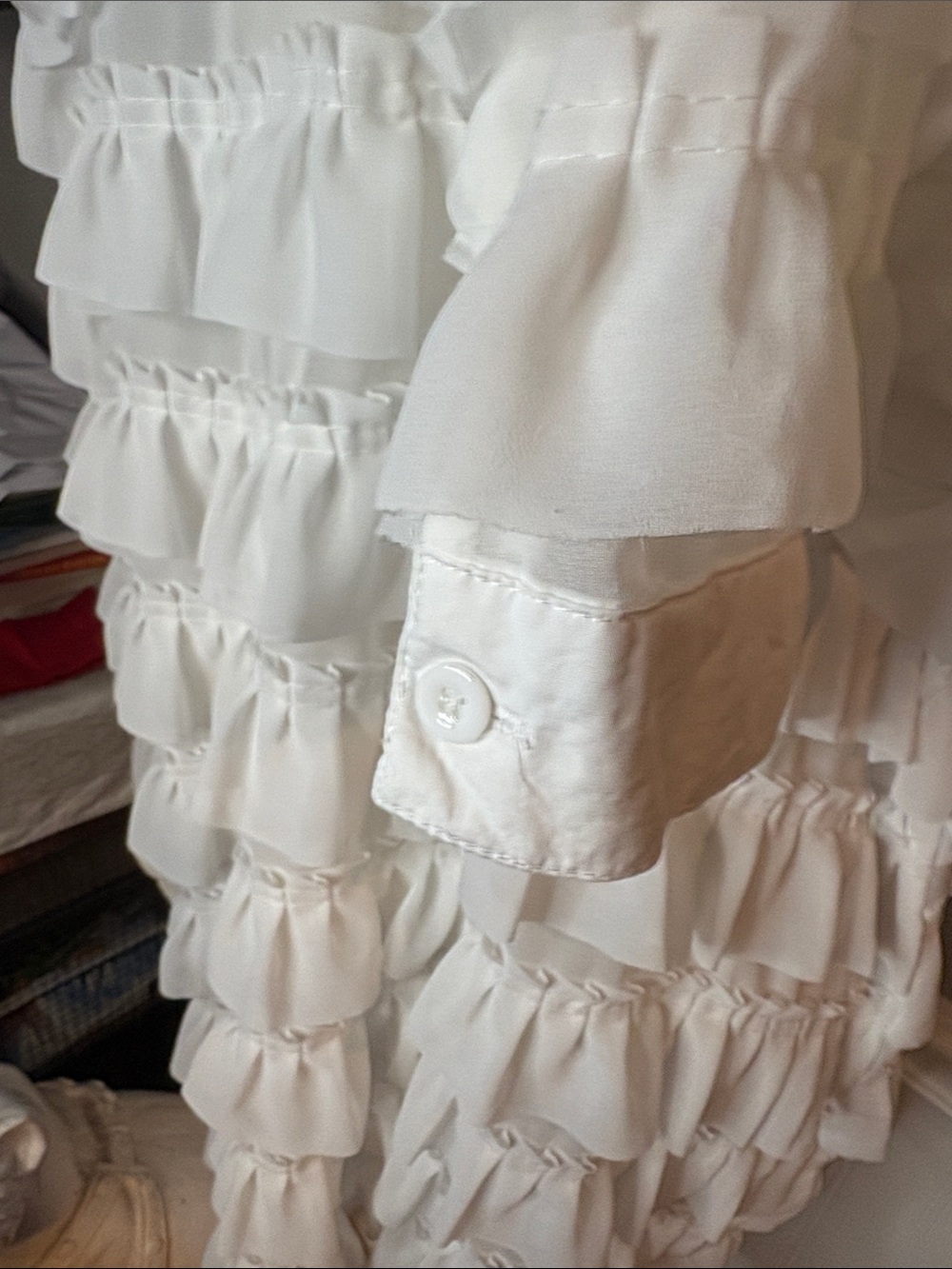 Mazik White Ruffled Button-Down Blouse - Picture 4 of 5